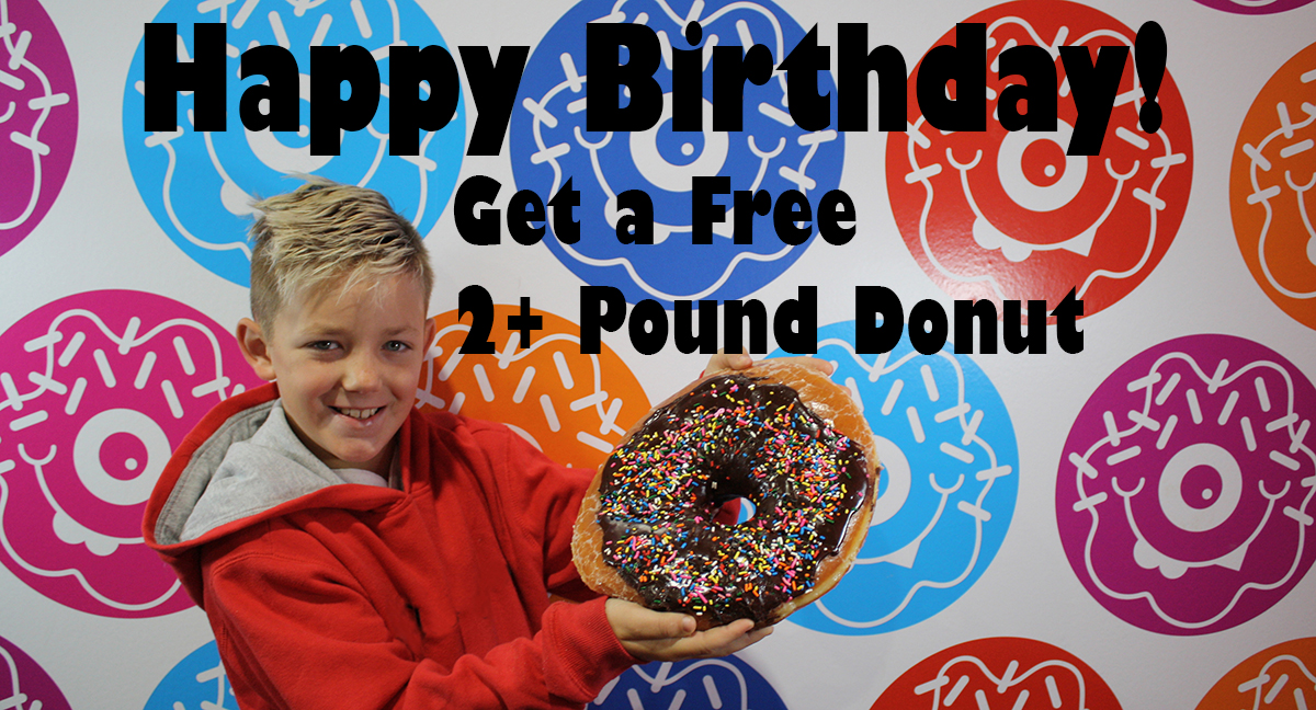 Free 2+ lb Custom Grafted Birthday Donute at Giggle Monsters Craft Donuts